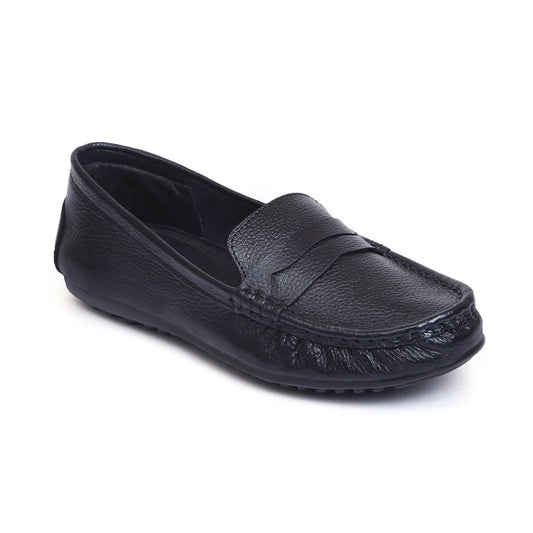 Sleek Black Leather Loafers for Women MATTY