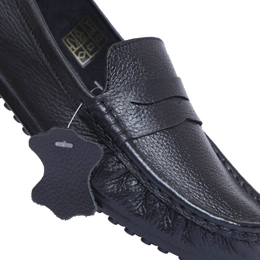 Sleek Black Leather Loafers for Women MATTY