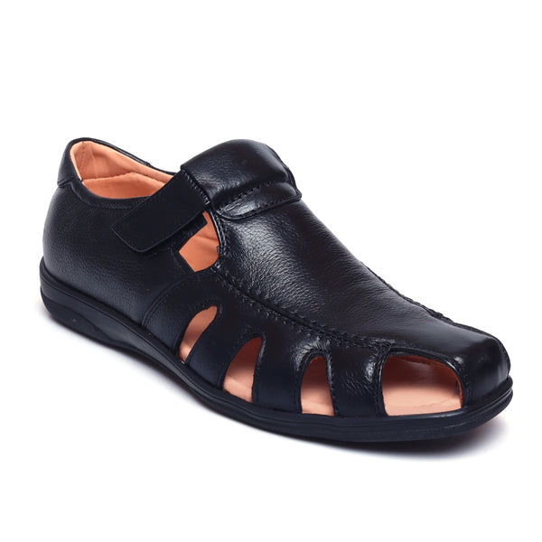 Mens black hot sale leather sandals